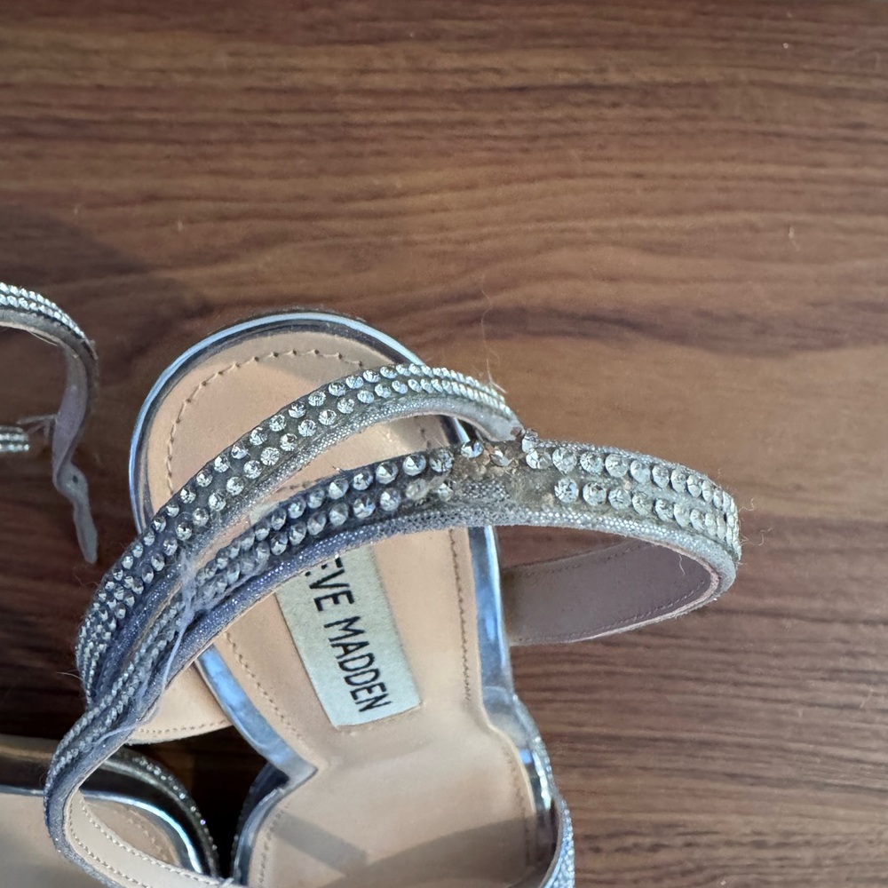 Steve Madden Silver Rhinestone Heels - Picture 5 of 7